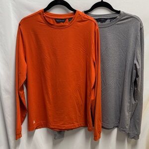 Set of Two Men’s Quick Dry Long Sleeve Shirts in Orange and Gray